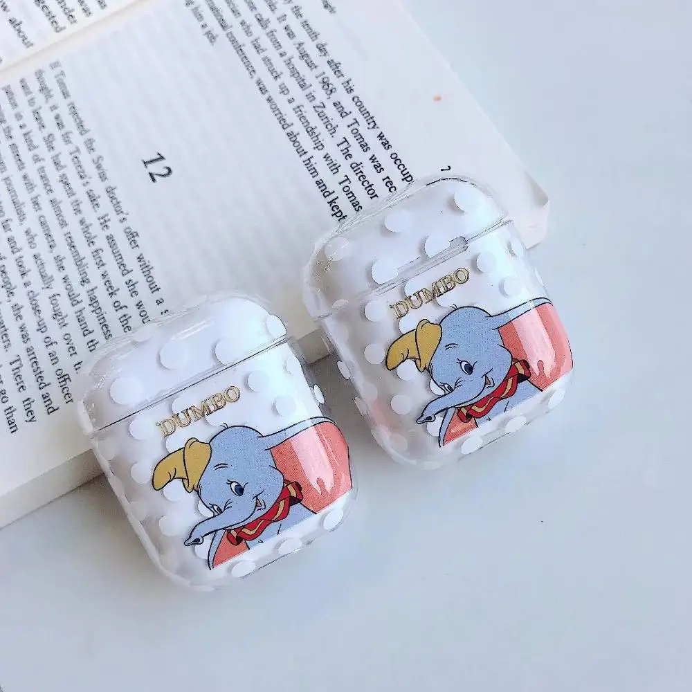 Луна слон Дамбо в виде ракушки Узор Жесткий Чехол для Apple iPhone наушники Airpods 1/2 Крышка Bluetooth беспроводные наушники коробка сумки