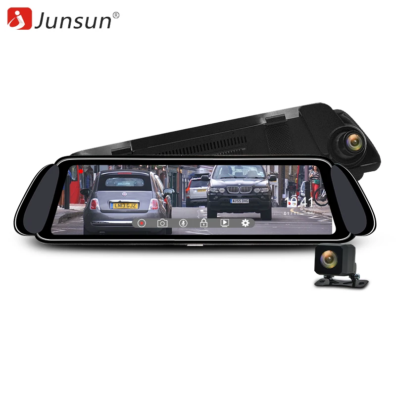Junsun Видеорегистраторы для автомобилей поток Dashcam Зеркало заднего вида Full HD 1080 P