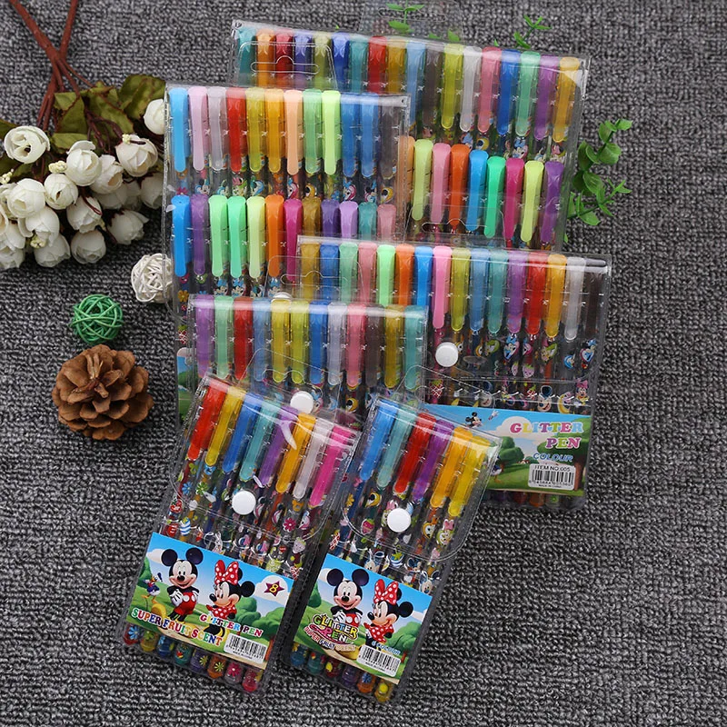 36 цветная гелевая ручка Хайлайтер с мультяшным граффити многоцветная школьная