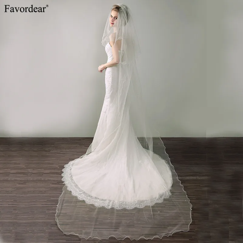 Favordear Velos De Novia 2 яруса пенал цвета слоновой кости Длинная свадебная вуаль для
