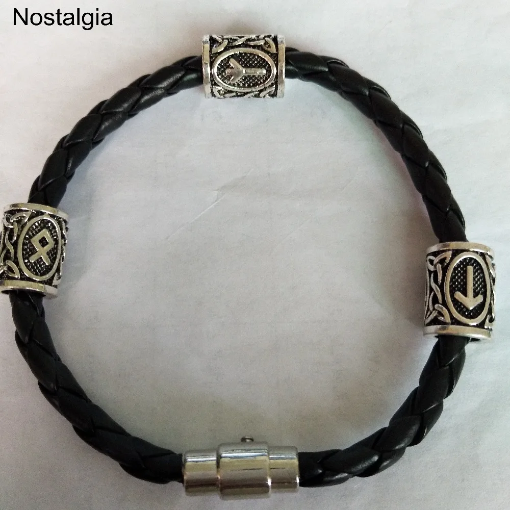 

Runic Runes Vikingos Leather Bracelet Viking Jewelry Runas Vikingas Beads Pulseira Magnetica Men Women Accessories Diy Bangle