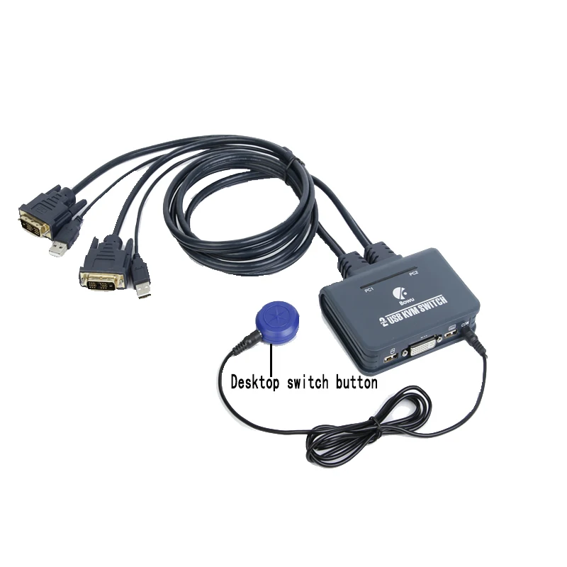 Переключатель dvi kvm 2 в 1 переключатель с кабелем для двух мониторов клавиатура