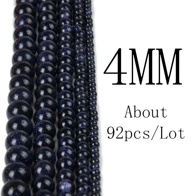 Dark blue 4mm Chanfar, 4, 6, 8, 10, 12 мм, бусины из натурального золота, песка, камня, свободные темно-синие песчаники, круглые бусины для DIY ювелирных изделий - Цвет: Dark blue 4mm