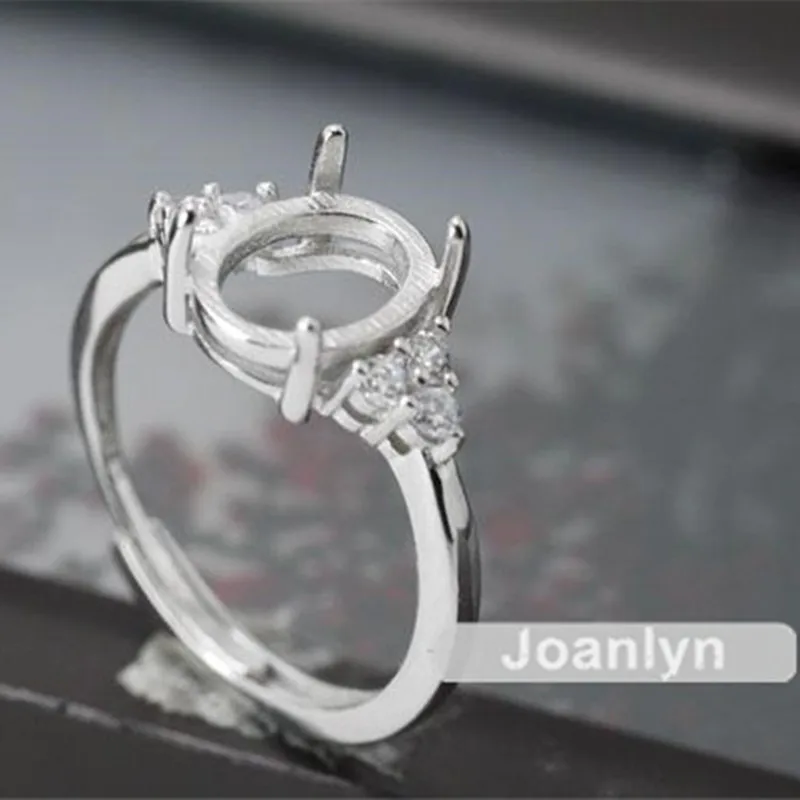 Кольцо Joanlyn для 8x10 мм Овальные Кабошоны или ограненные драгоценные камни серебро