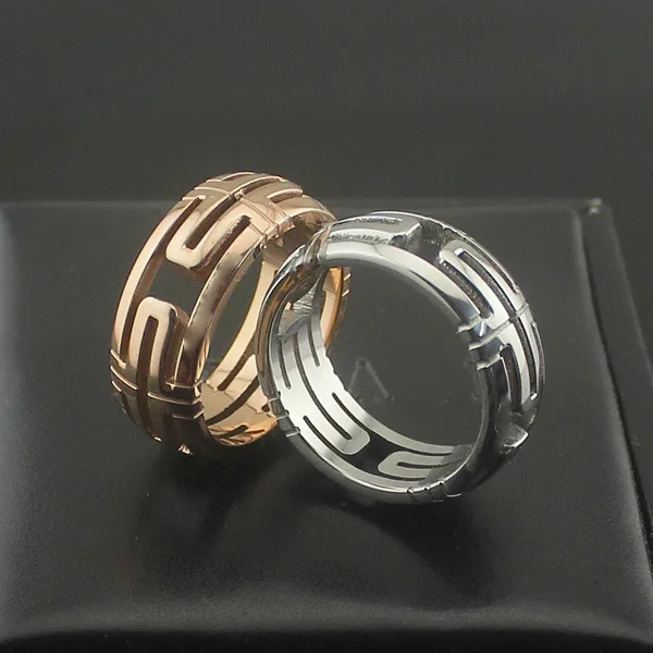 cool European and American fashion hollow back word ring titanium steel rose gold men women couple jewelry | Украшения и