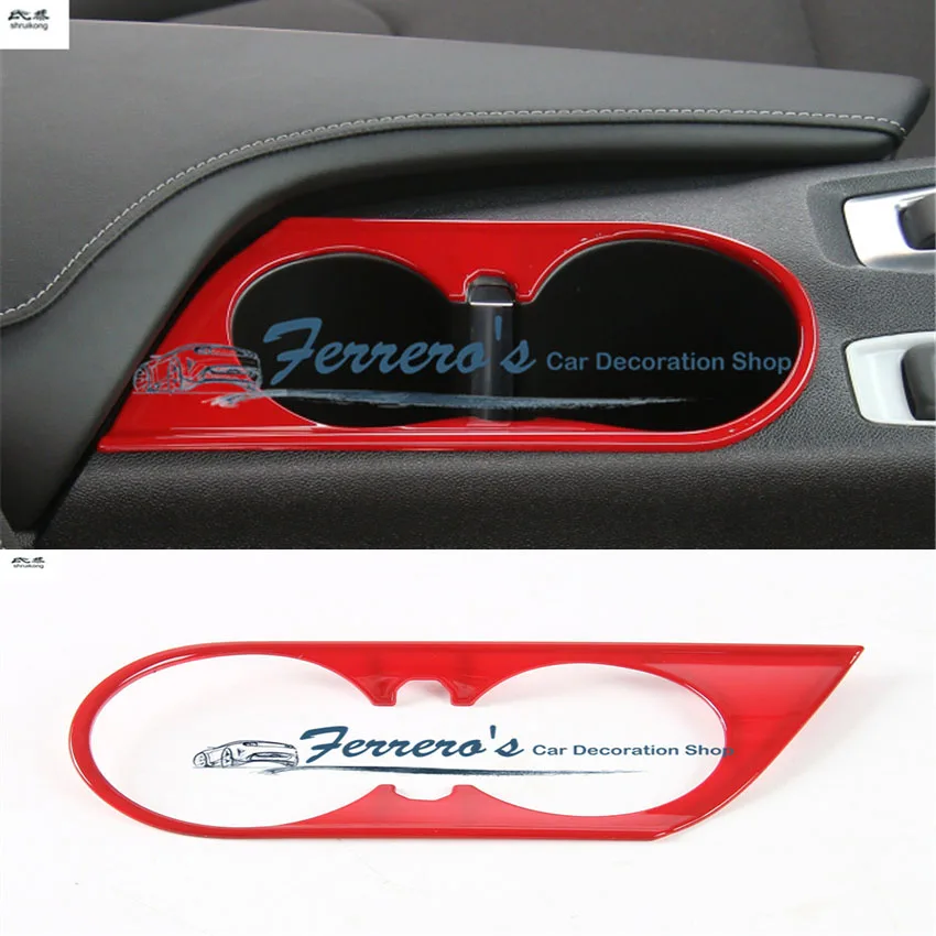 

Free shipping 1pc car stickers ABS chrome Front Cup Holder decoration cover car accessories For 2016-2017 Chevrolet Camaro