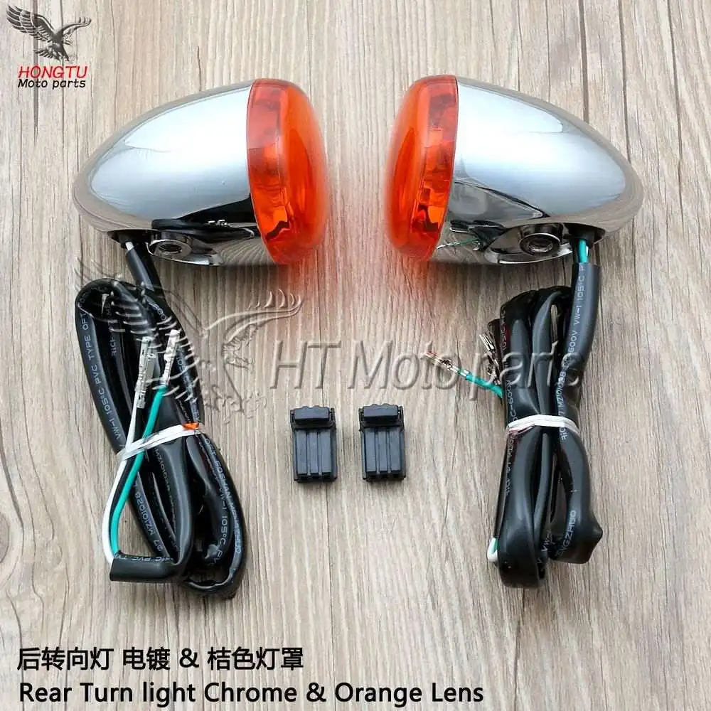 Rear orange chrome Мотоциклетная Высококачественная Передняя Задняя Поворотная лампа для Harley Softail Dyna Sportster Fat Boy V-Rod XL883 XL 883 1200 - Цвет: Rear orange chrome