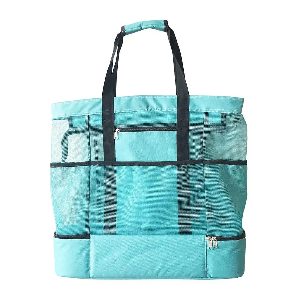 

Сетчатая Пляжная Сумка для кемпинга, сумка-тоут для обеда со съемным пляжным охладителем, Максимальная вместимость 30 л, ультрапрочная, для ж...