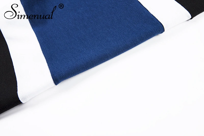 Simenual Contrast color patchwork sweatshirt for women harajuku streetwear drawstring sweatshirts hoodies autumn winter clothing