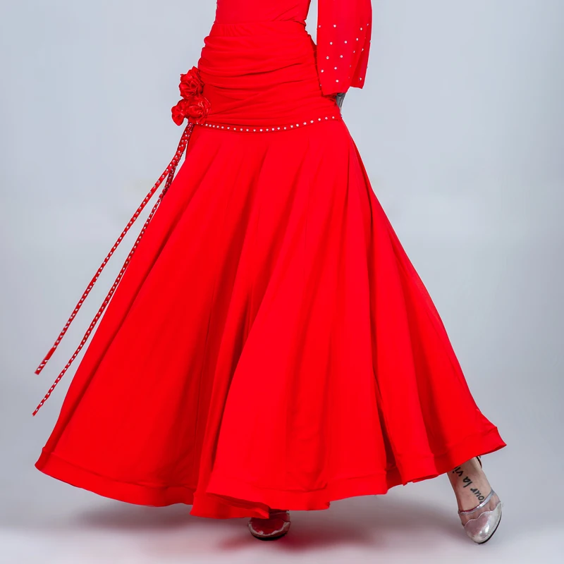 red skirt Бальная юбка, Женская юбка для вальса, испанское платье для танцев, юбка для фламенко, Одежда для танцев, женские танцевальные костюмы, красная танцевальная стандартная юбка - Цвет: red skirt