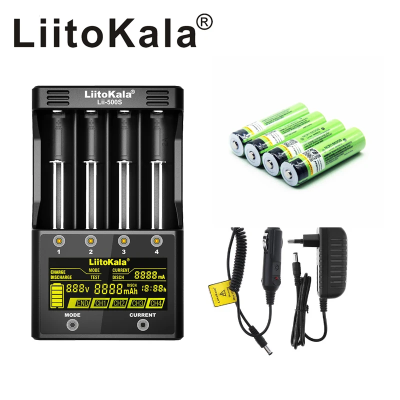 

Новинка, зарядное устройство LiitoKala lii-500S 3,7 V 18650 26650 + 4 шт. 3,7 V 18650 3400mAh INR18650B, аккумуляторные батареи для фонарика