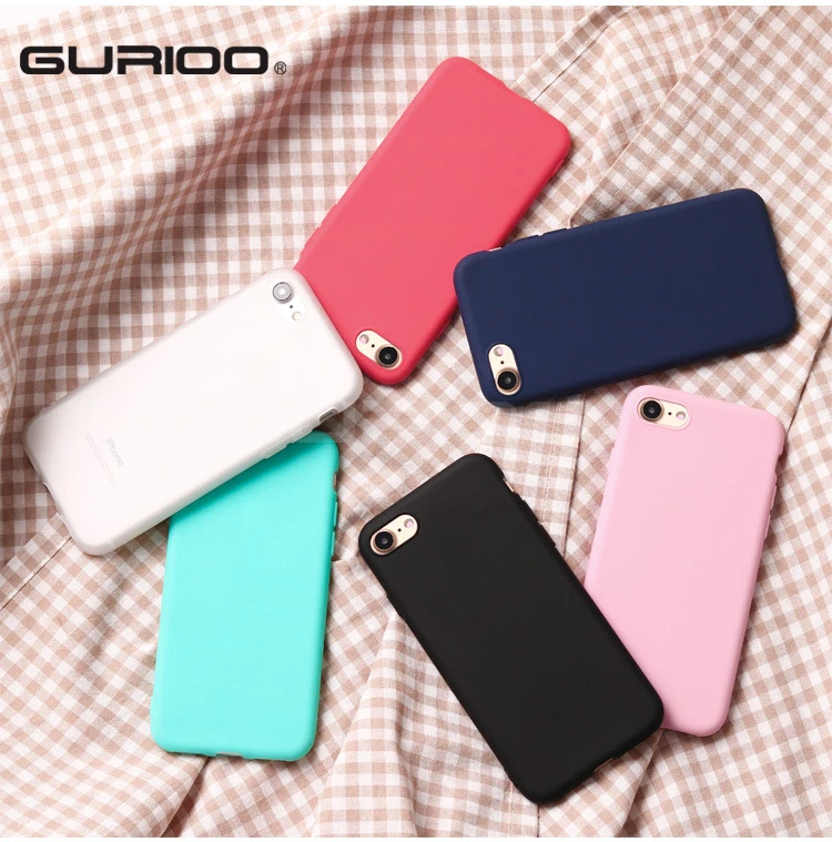 GURIOO Телефон чехол для iPhone 7 6 6s 8 Plus 5 5S SE X сплошной цвет Ультратонкий Мягкий