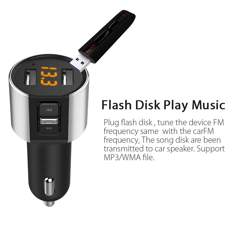 Автомобильный Bluetooth fm передатчик VANJEW C26 5 В/3 4 А два порта USB зарядное устройство u