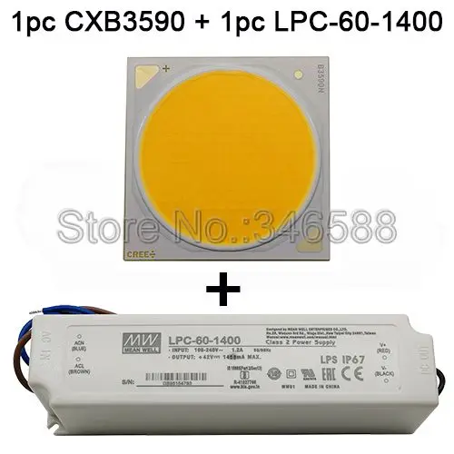 CREE CXB3590 COB светодиодный светильник для выращивания DIY модуль светодиодный светильник для выращивания растений для помещений идеальный стальной держатель MEANWELL драйвер 100 мм стеклянный объектив - Испускаемый цвет: Led.50-60W Driver