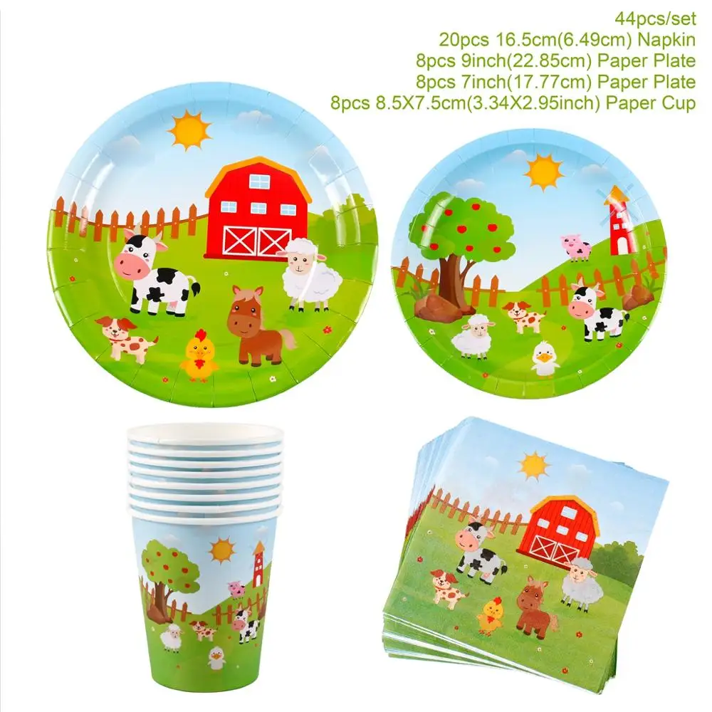 Столовые приборы с животными на стаканах салфетки одноразовые принадлежности