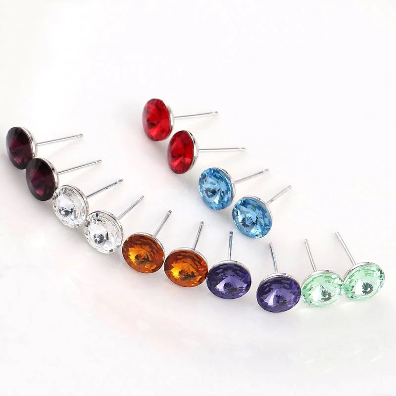 

BAFFIN 7colors Classic Round Piercing Earrings Crystal from Swarovski Stud Earrings Weekly Jewelry Boucle d'oreille Women Joyas