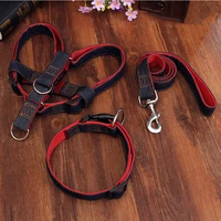 high quality 120cm long fashion denim nylon rope dog leash blackredblue jean puppy dog collarharnessleash sets pet product
