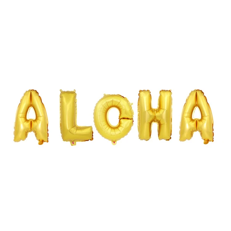 Aloha Gold Йориу Гавайский цветок ожерелье шар в виде фламинго латекс фотобудка реквизит тропический Летний пляж Гавайи Aloha вечерние украшения DIY - Цвет: Aloha Gold