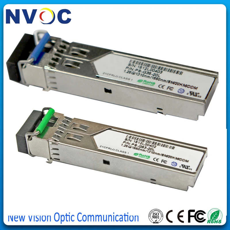 2 пар/лот одноволоконный приемопередатчик WDM 1 25G нм/нм 60 км DDM BiDi SFP с разъемом