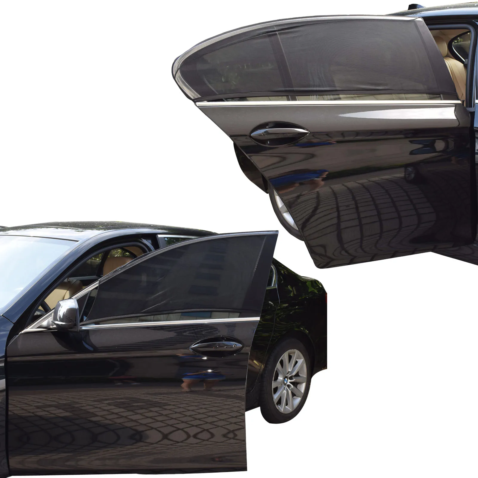 SMILING WAY# Автомобильная Солнцезащитная шторка из сетчатой ткани с защитой от солнца, защита от солнца, защита от солнца, шторка спереди и сзади - Цвет: Front X1 RearX1