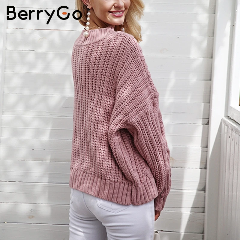 BerryGo вязаный пуловер осень зима длинный рукав 2017 свитер женский pull femme уличная