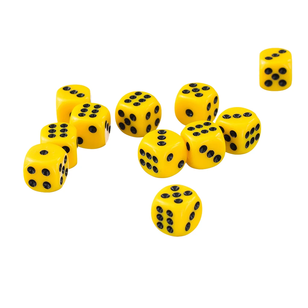Набор желтых непрозрачных 6 сторонних кубиков D6 RPG D & новые игровые кубики 12 мм 50