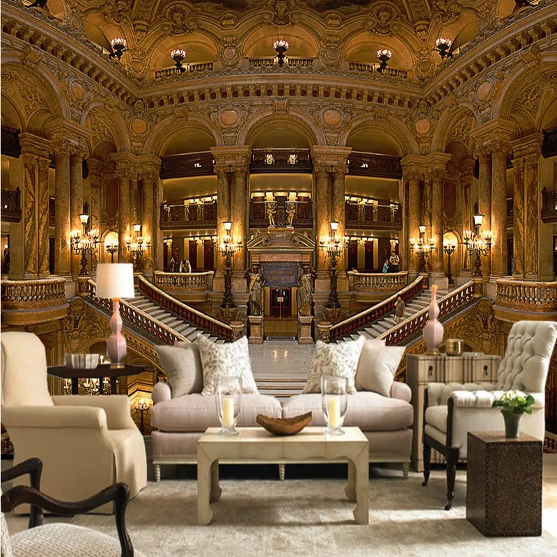 Фотообои 3D европейская Дворцовая роспись картина из Парижа опера дом на заказ