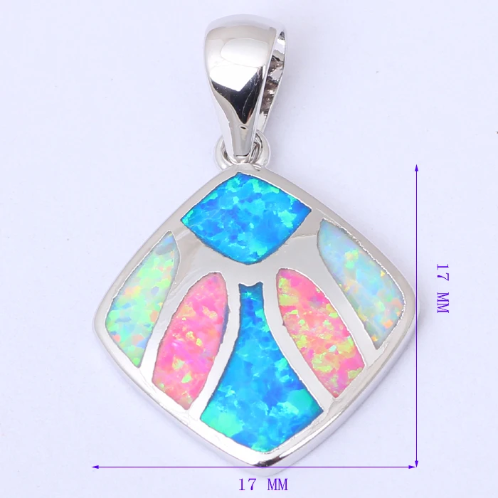 Popular Lovers' Pendant Wholesale Retail Rectangle Color Fire Opal Silver Necklace Fashion jewelry OP460 | Украшения и