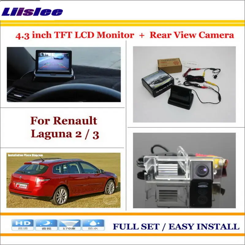 Liislee для Renault Laguna 2/3-автомобиля обратный сзади Камера+ 4." TFT ЖК-дисплей Мониторы = 2 В 1 парковка Системы