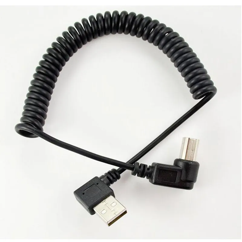 LBSC 5Ft Спиральный USB 2,0 B Прямоугольный штекер для USB 2,0 A угловой штекер кабеля