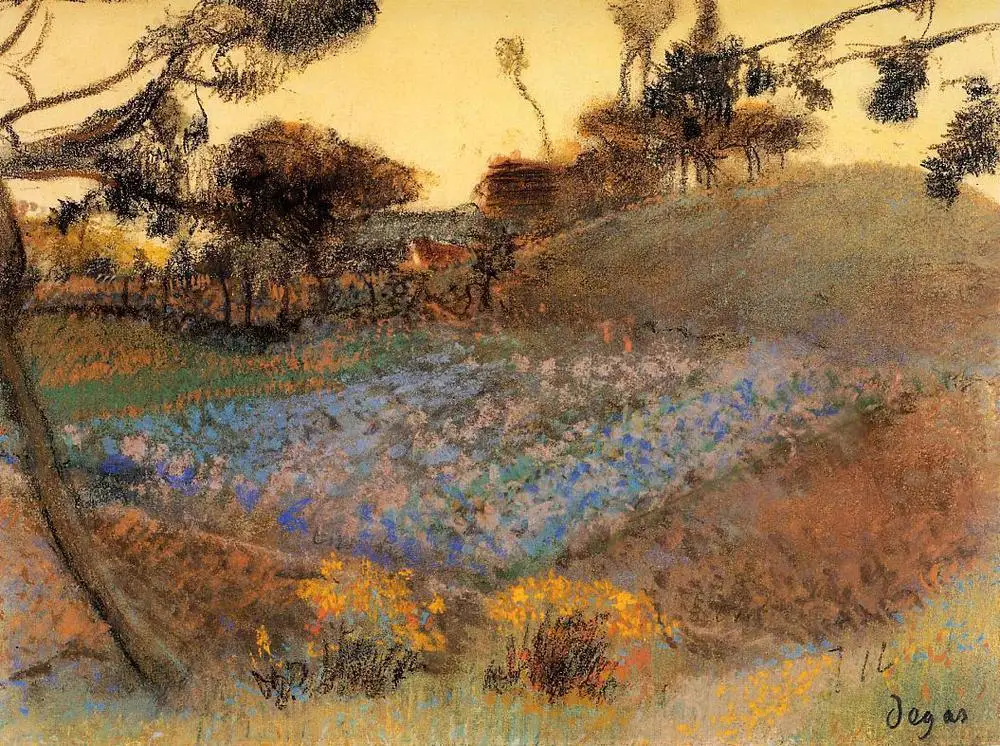 

Oil Painting Reproduction on Linen Canvas,Field of Flaxby by edgar degas,Free DHL Shipping,handmade,Museum Quality