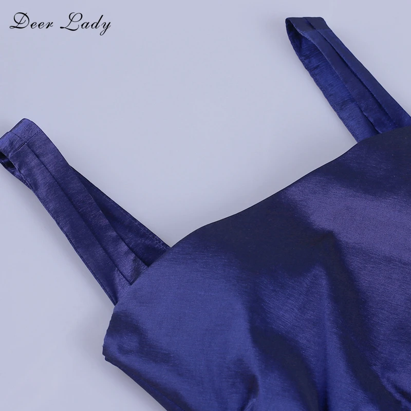 Женское рождественское платье с рисунком оленя синее облегающее до колена