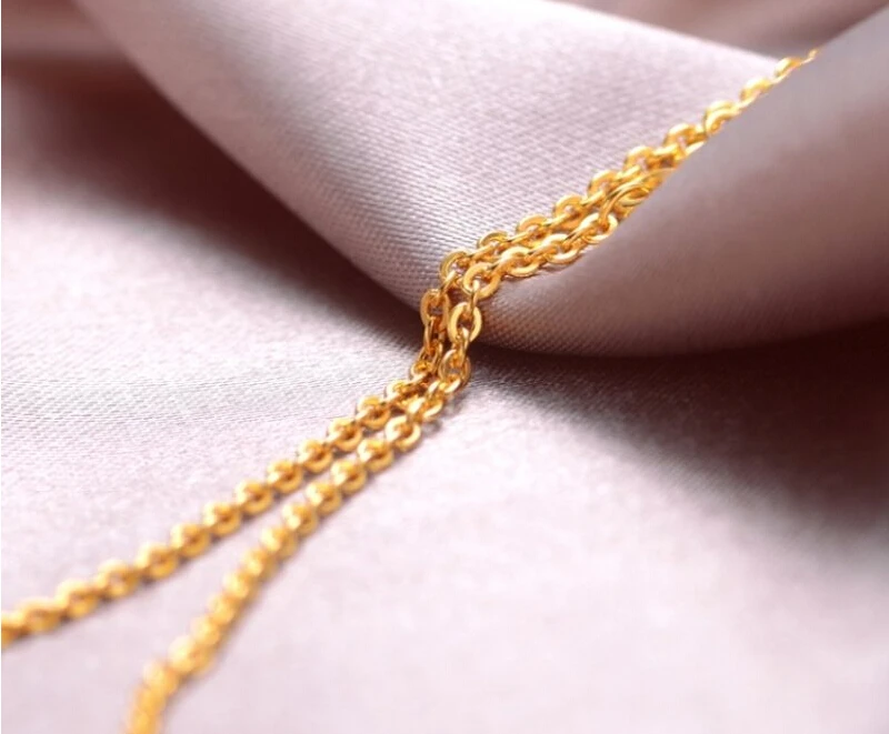 Однотонное ожерелье 24K цепочка из желтого золота/гладкое цепочка/2 70 г|gold chain