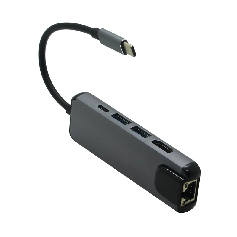 5 в 1 USB 3 USB-C Type C концентратор с HDMI 4K HD 1000M Rj45 Lan адаптер 0 PD зарядный для Macbook Pro |