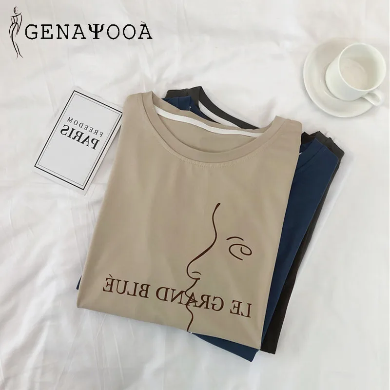 Genayooa Эстетическая забавная Футболка женская хлопковая футболка с коротким