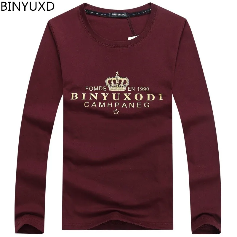 BINYUXD Новая Осенняя мужская брендовая футболка с длинным рукавом для фитнеса
