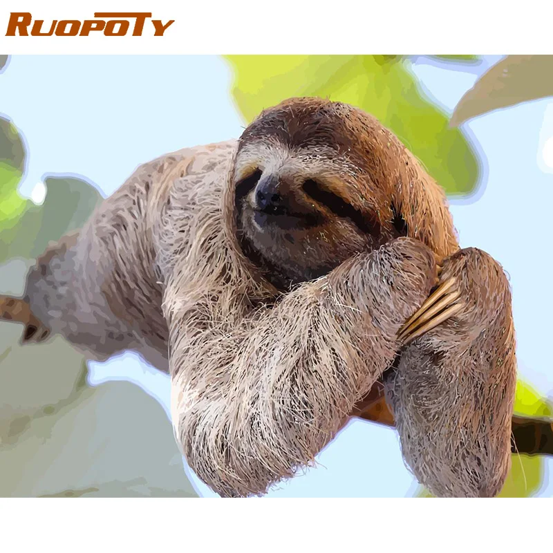 Ruopoty Рамка Diy картина по номерам ручная роспись картина масляными красками с животными Раскраска по номерам картина с каллиграфией для домашнего декора - Цвет: 190624-3
