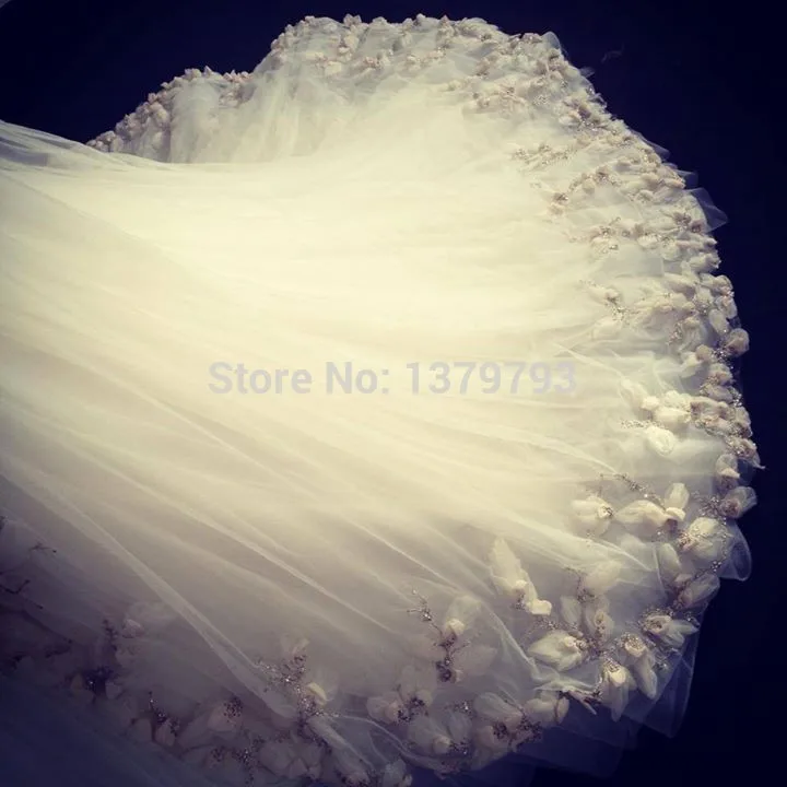 vestido de noiva Luxurious Bridal Gown A-Line Sweetheart Court Train Flowers Beading Tulle Long White Ivory Wedding Dresses | Свадьбы и