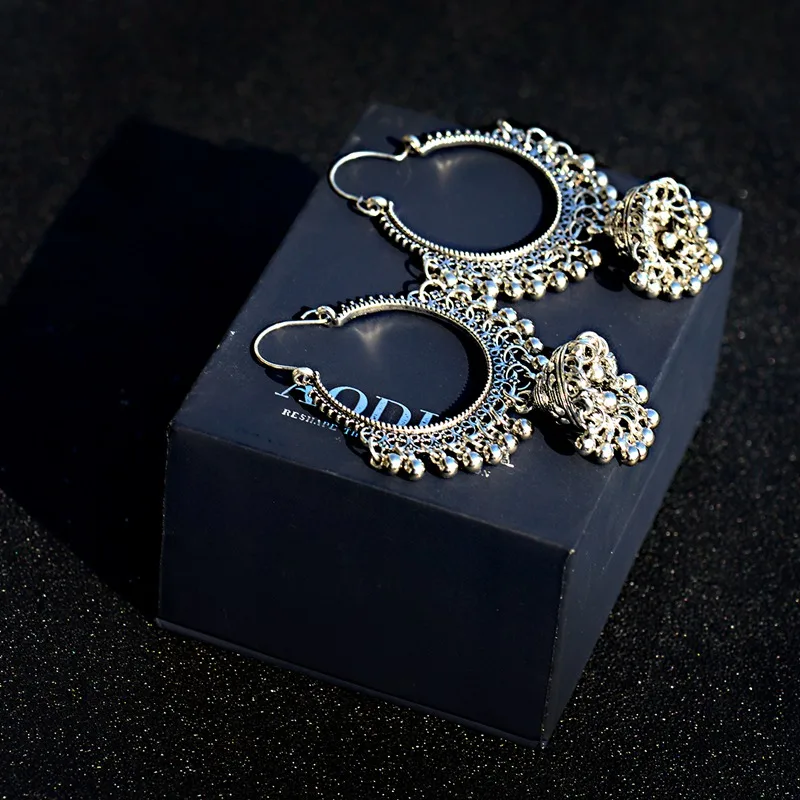 Классический этнический Для женщин Золотой Круглый кисточкой Jhumka серьги, индийские украшения геометрической формы, в стиле бохо, серьги с болтающимися частями, Kolczyki