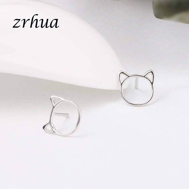 ZRHUA/, клевые серьги из стерлингового серебра 925 пробы для девочек, милые животные, цветок, сверкающие aretes, рождественские подарки для женщин, влюбленных