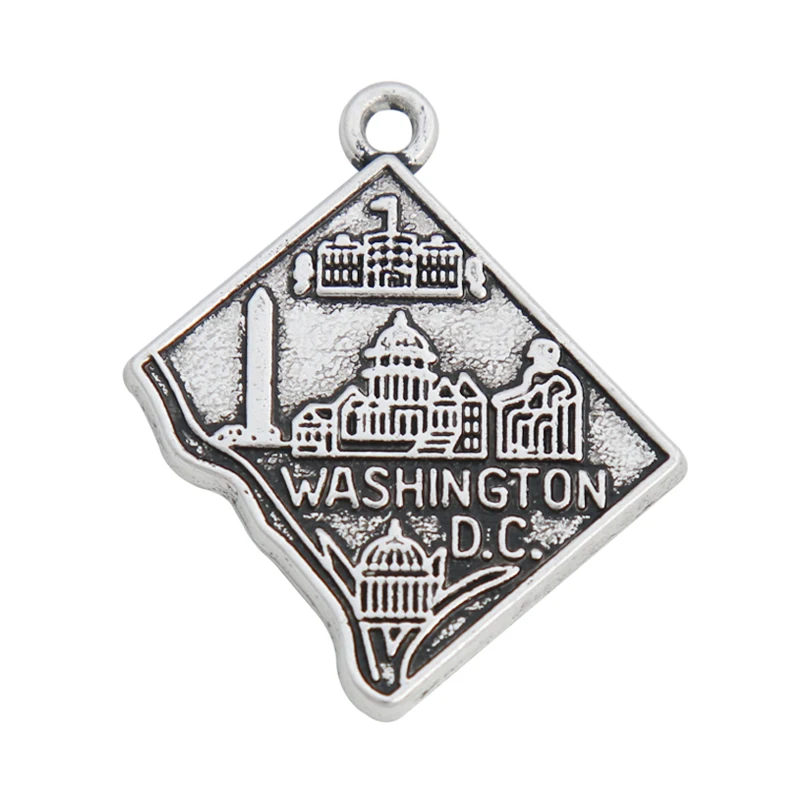 

RAINXTAR Fashion Vintage Alloy Washington D.C. Map Charms 22*26mm 10pcs AAC1592