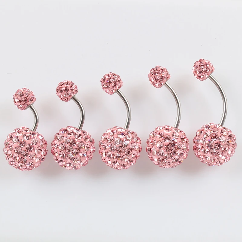 Belly button ring 6/12 mm ball 16G not allergic stainless steel piercing aurora white pink top quality navel bar body jewelry