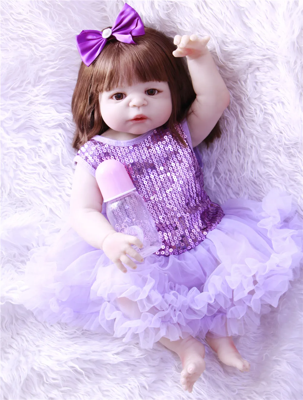 Adorable NPK 55CM Reborn Doll Handmade Full Silicone Bebes girl Boneca In Cute Clothes body fake baby dolls | Игрушки и хобби