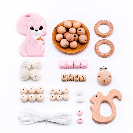 Pink Squirrel 1 комплект белка детский силиконовый Прорезыватель для зубов пищевой силиконовый грызун кулон для пустышки Прорезыватель без BPA для зубов детские товары - Цвет: Pink Squirrel
