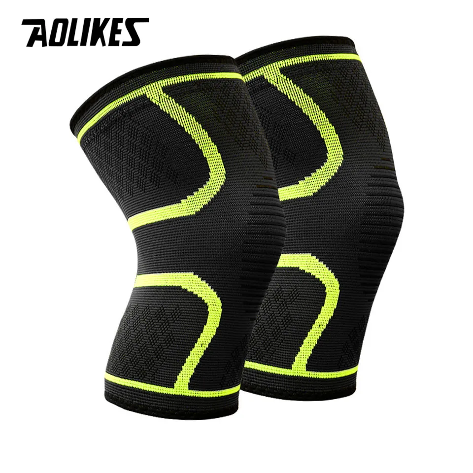 Light Green AOLIKES 1 пара наколенников для спорта, бега, езды, баскетбола, наколенники для мужчин и женщин, высококачественные дышащие наколенники - Цвет: Light Green