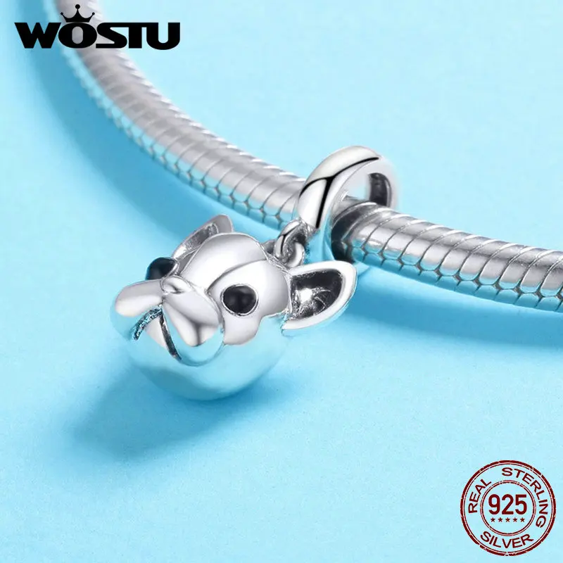 WOSTU Аутентичные 100% стерлингового серебра 925 2020 животных Французский бульдог
