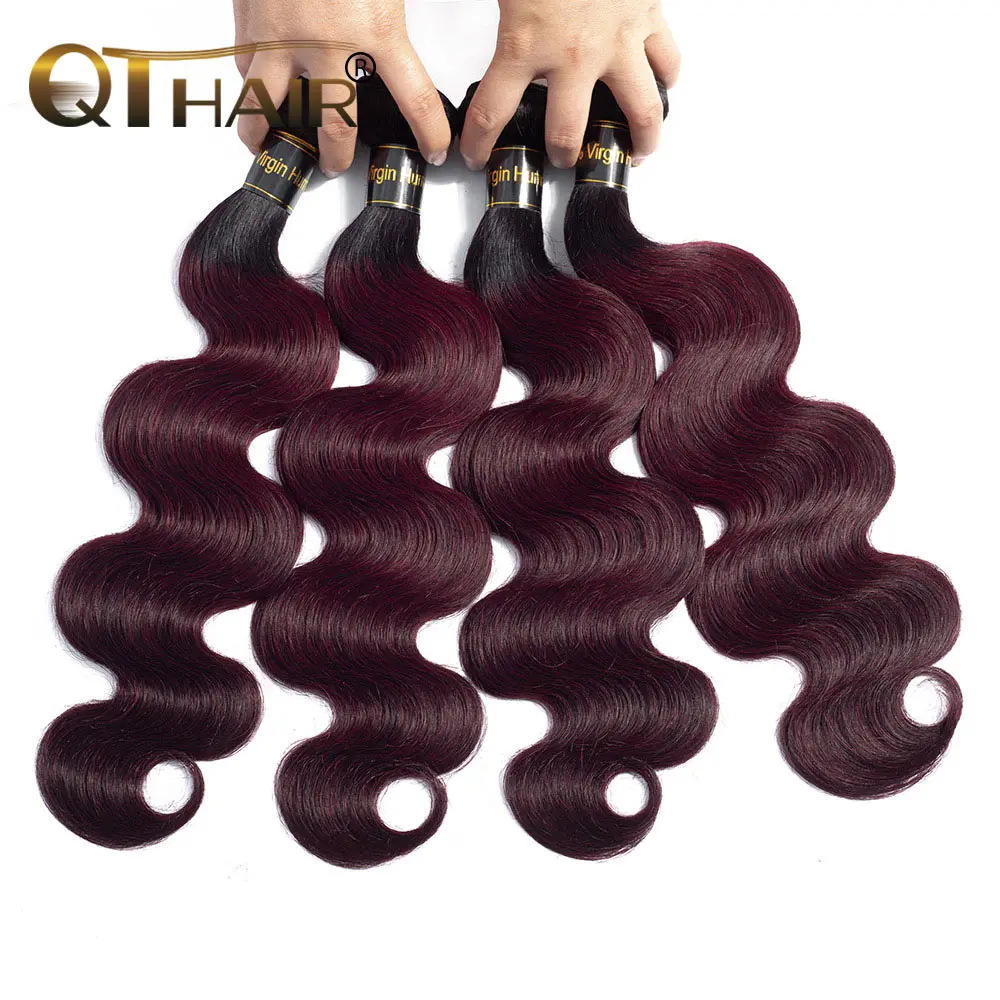 

QT Ombre Hair Bundles Human Hair Body Wave Peruvian Body Wave Ombre 1B/ 99J Wine Red Remy Ombre Hair Bundles Free Shipping