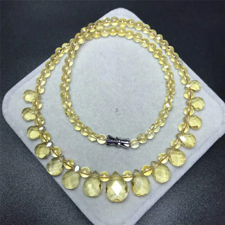 Ожерелье женское из натурального цитрина Очаровательное длинное колье с