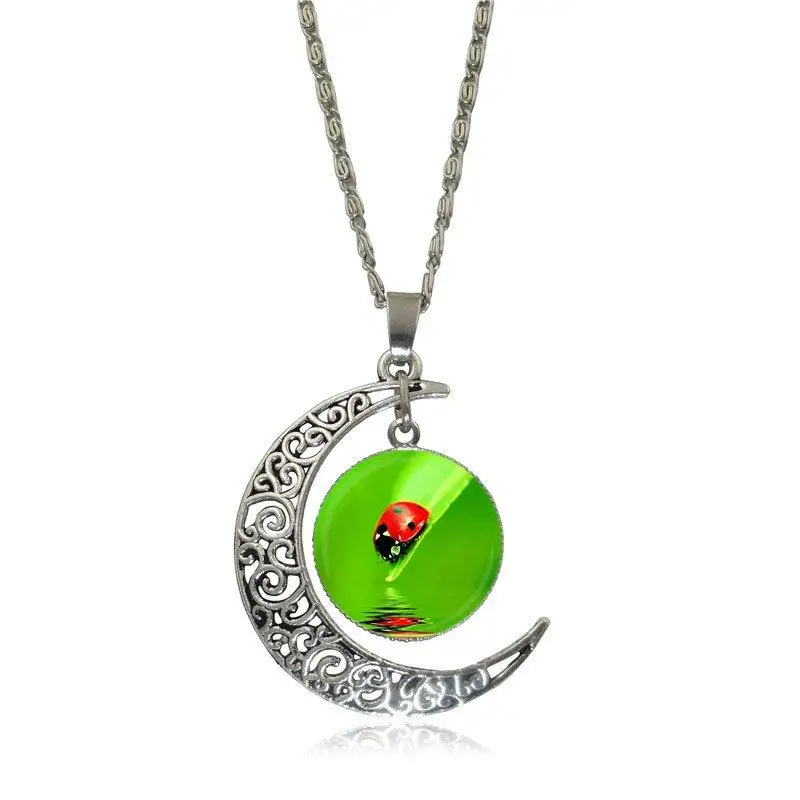 EJ глянцевое модное ожерелье с подвеской божьей коровкой и кабошоном чокер