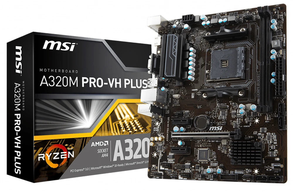 Новая оригинальная материнская плата MSI A320M PRO-VH PLUS, разъем AM4 DDR4, USB2.0, USB3.1, VGA, HDMI, 32 ГБ, настольная материнская плата
